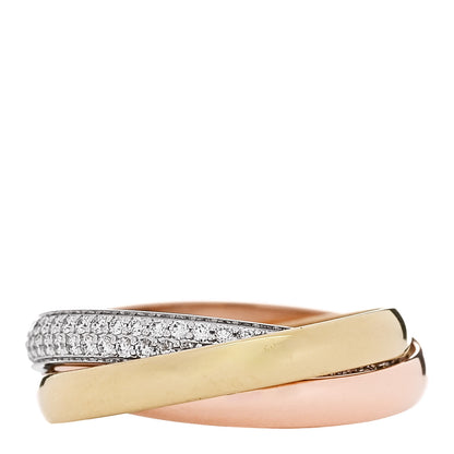 Cartier 18K White Yellow Pink Gold Diamond Small Trinity Paved Ring 54 7 3 of 5