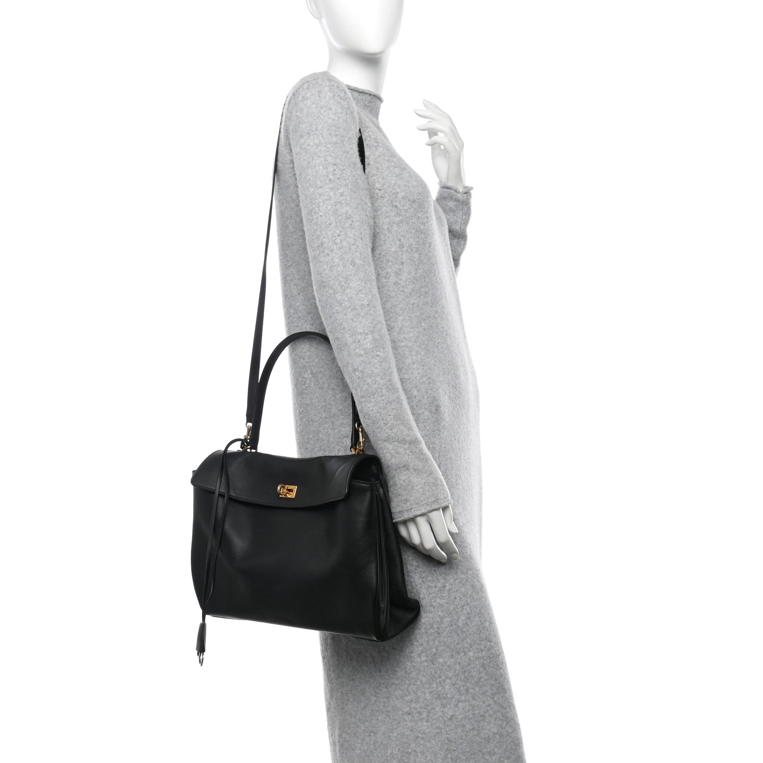 Balenciaga Natural Smooth Calfskin Medium Rodeo Top Handle Handbag Black 3 of 12