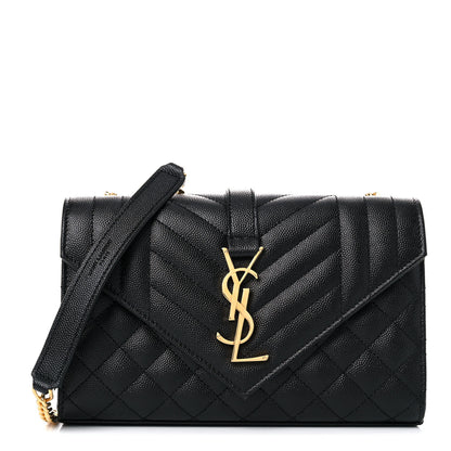 Saint Laurent Grain De Poudre Textured Mixed Matelasse Triquilt Small Monogram Satchel Black 1 of 9