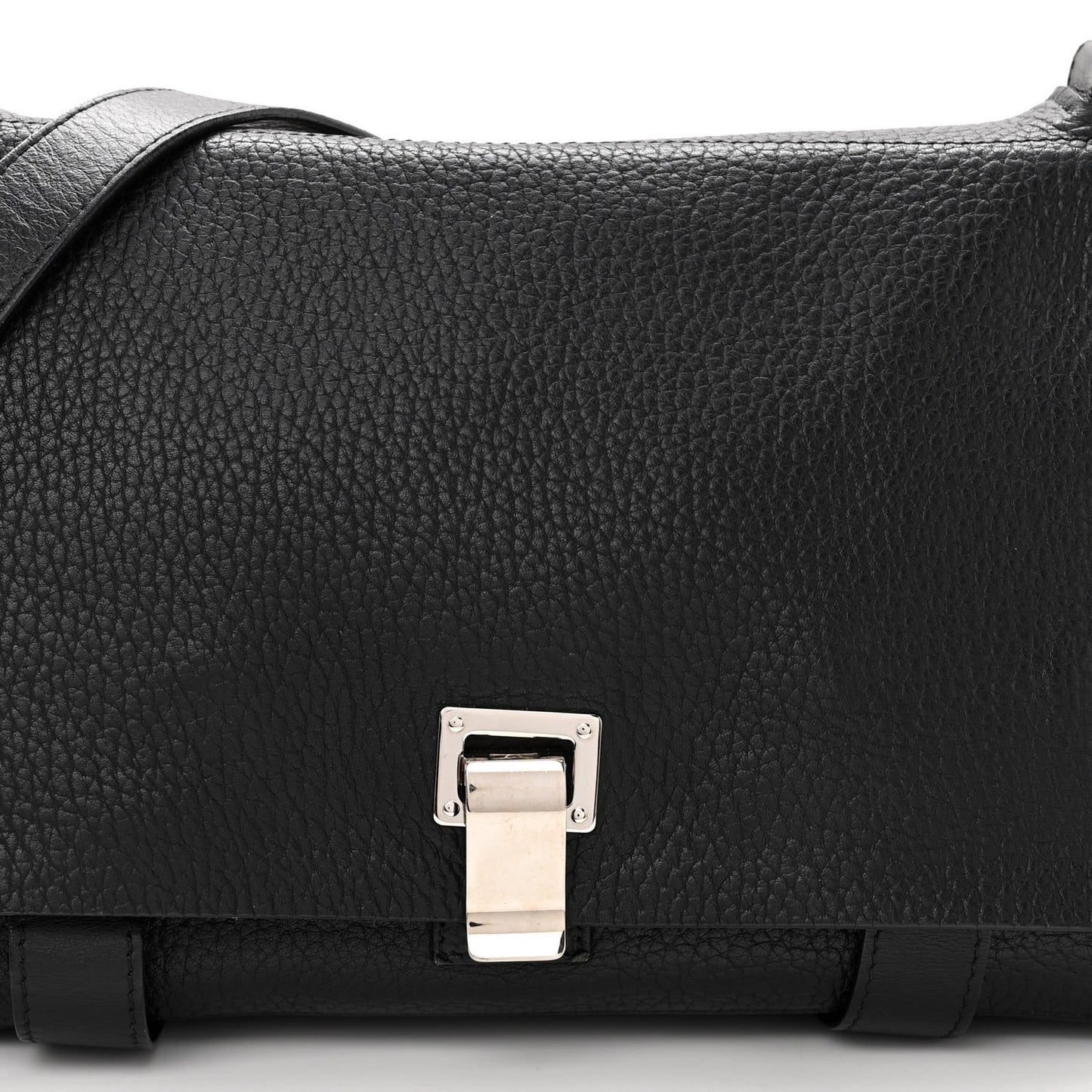 Pebbled Calfskin Double Sided PS Courier Bag Black