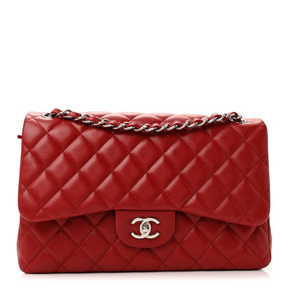 Chanel Caviar Quilted Jumbo Double Flap Dark Red 1 of 40