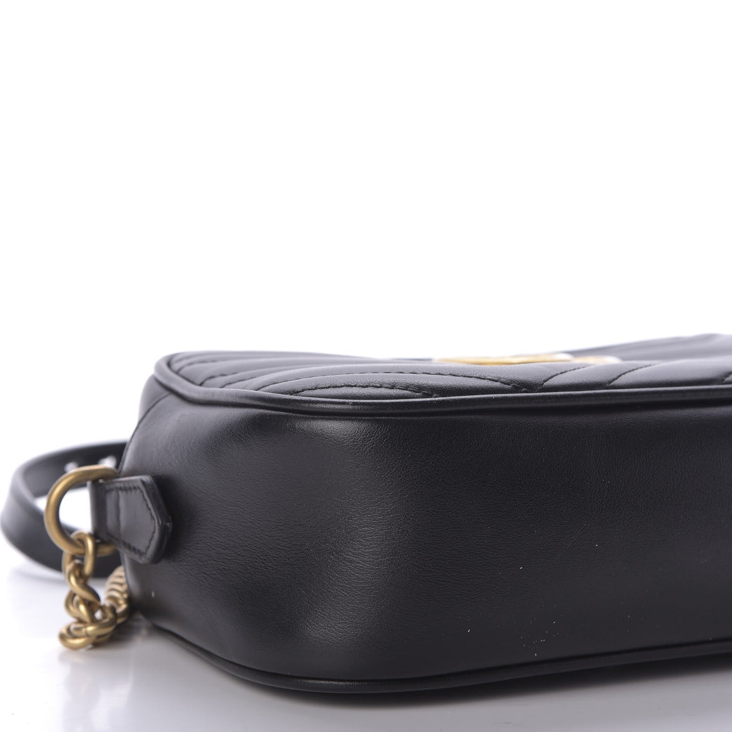 Calfskin Matelasse Small GG Marmont Chain Shoulder Bag Black