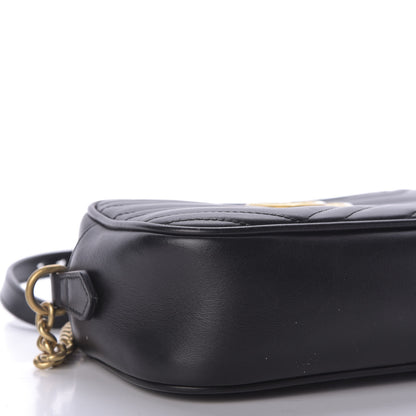 Gucci Calfskin Matelasse Small GG Marmont Chain Shoulder Bag Black 6 of 9