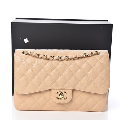 Chanel Caviar Quilted Jumbo Double Flap Light Beige 10 of 10