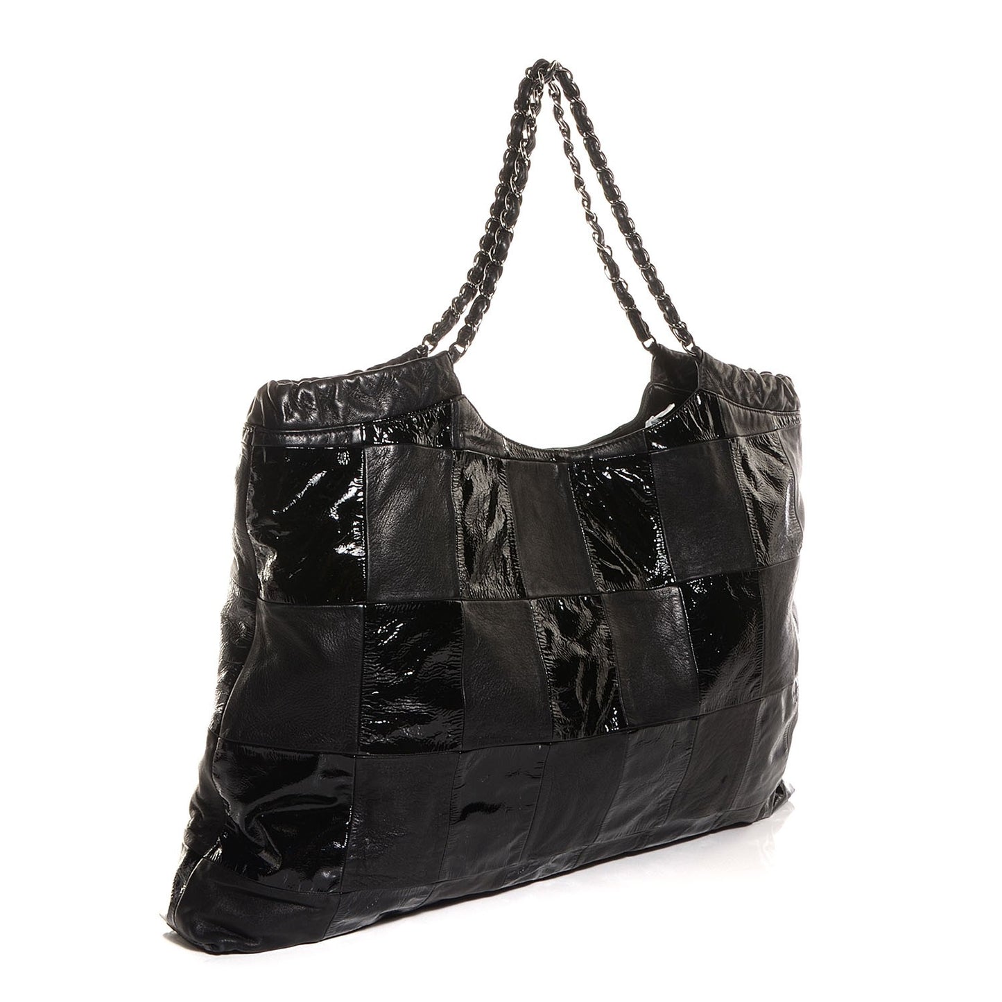 Patent Patchwork Large Brooklyn Tote Black