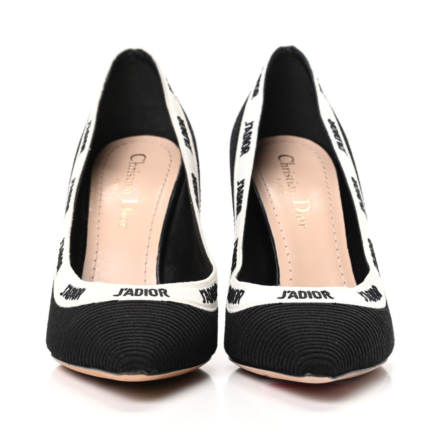 Technical Canvas Ribbon Embroidered J'Adior 100mm Pumps 36.5 Black