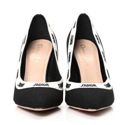 Christian Dior Technical Canvas Ribbon Embroidered J'Adior 100mm Pumps 36.5 Black 2 of 10