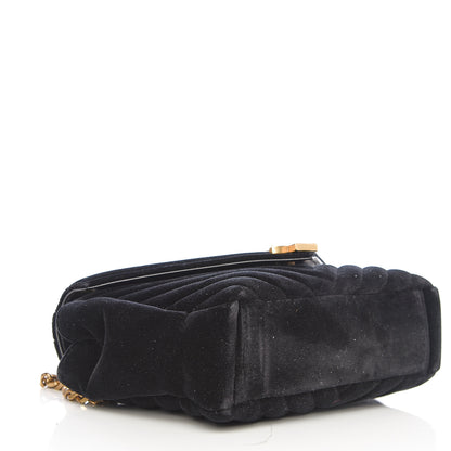 Saint Laurent Velvet Matelasse Chevron Medium Monogram Chain Bag Black 3 of 9