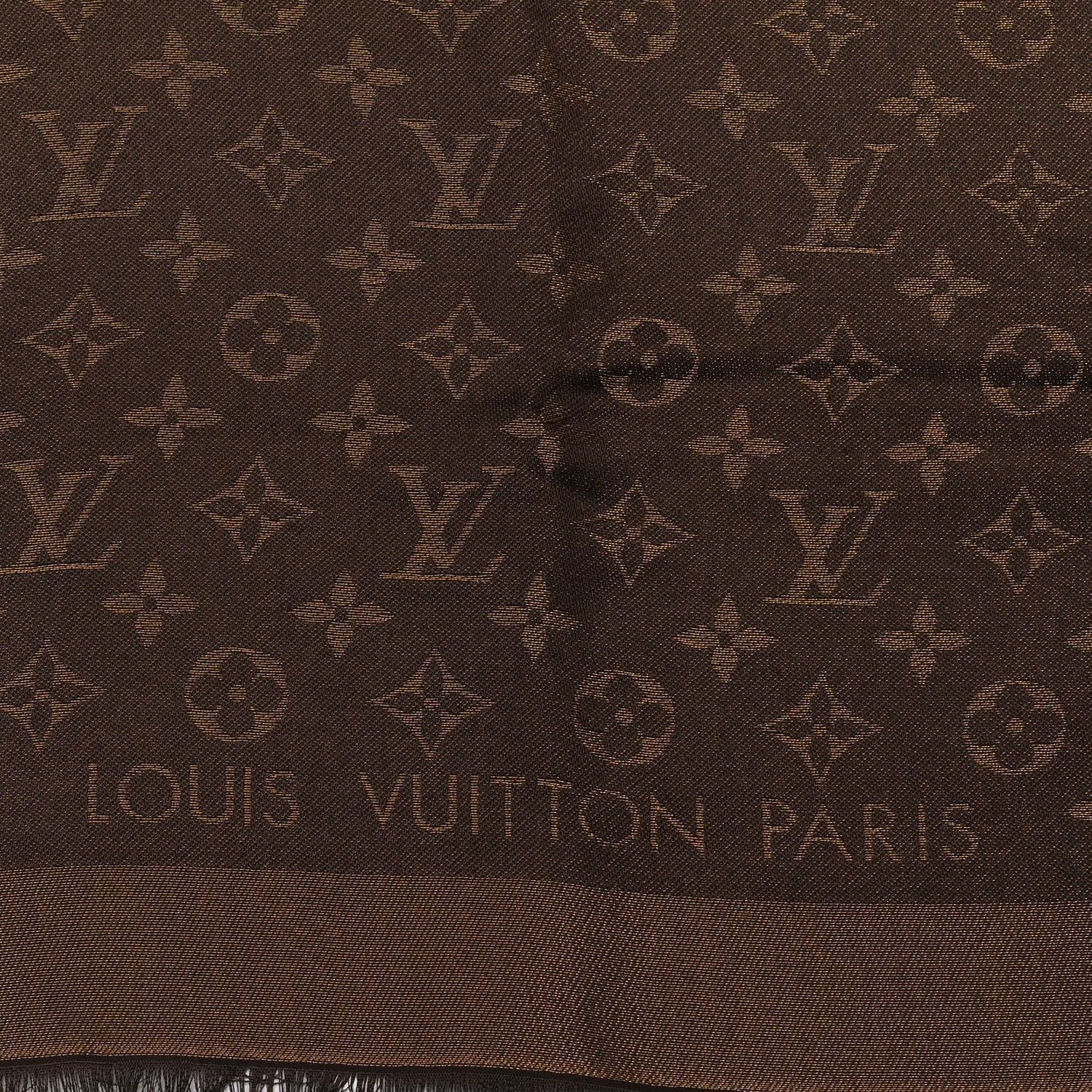 Louis Vuitton Silk Lurex Wool Monogram Shine Shawl Brown 2 of 4