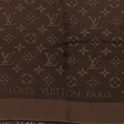 Louis Vuitton Silk Lurex Wool Monogram Shine Shawl Brown 2 of 4