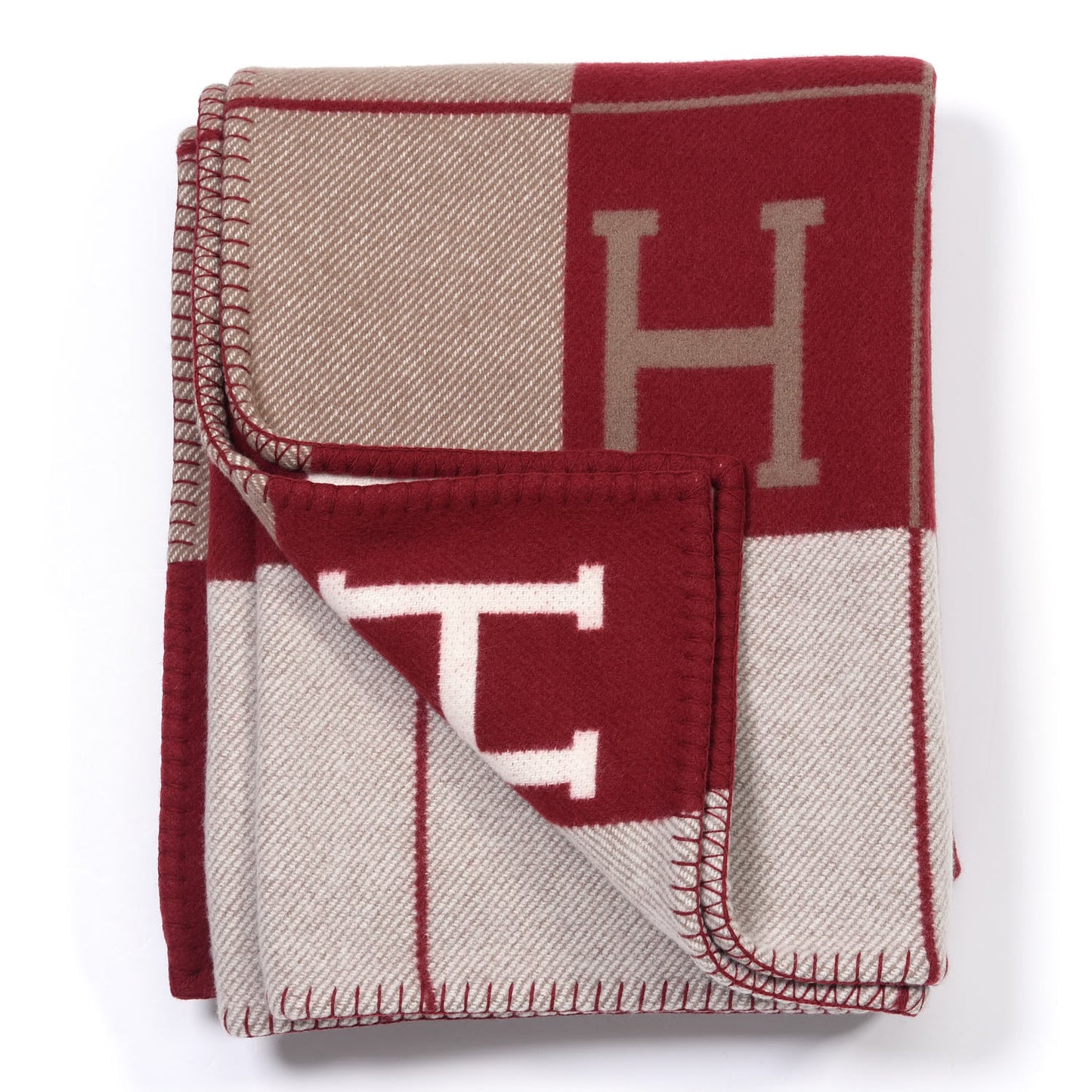 Wool Cashmere Avalon III Blanket Ecru Rouge H