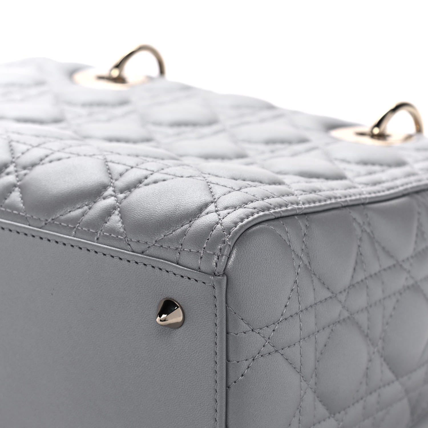 Christian Dior Pearly Lambskin Cannage Medium Lady Dior Grey 11 of 14