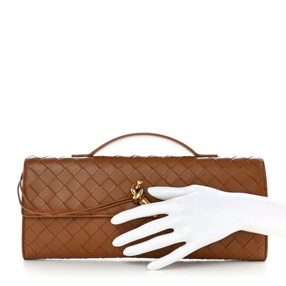 Bottega Veneta Nappa Intrecciato Long Andiamo Top Handle Clutch Cognac 2 of 7