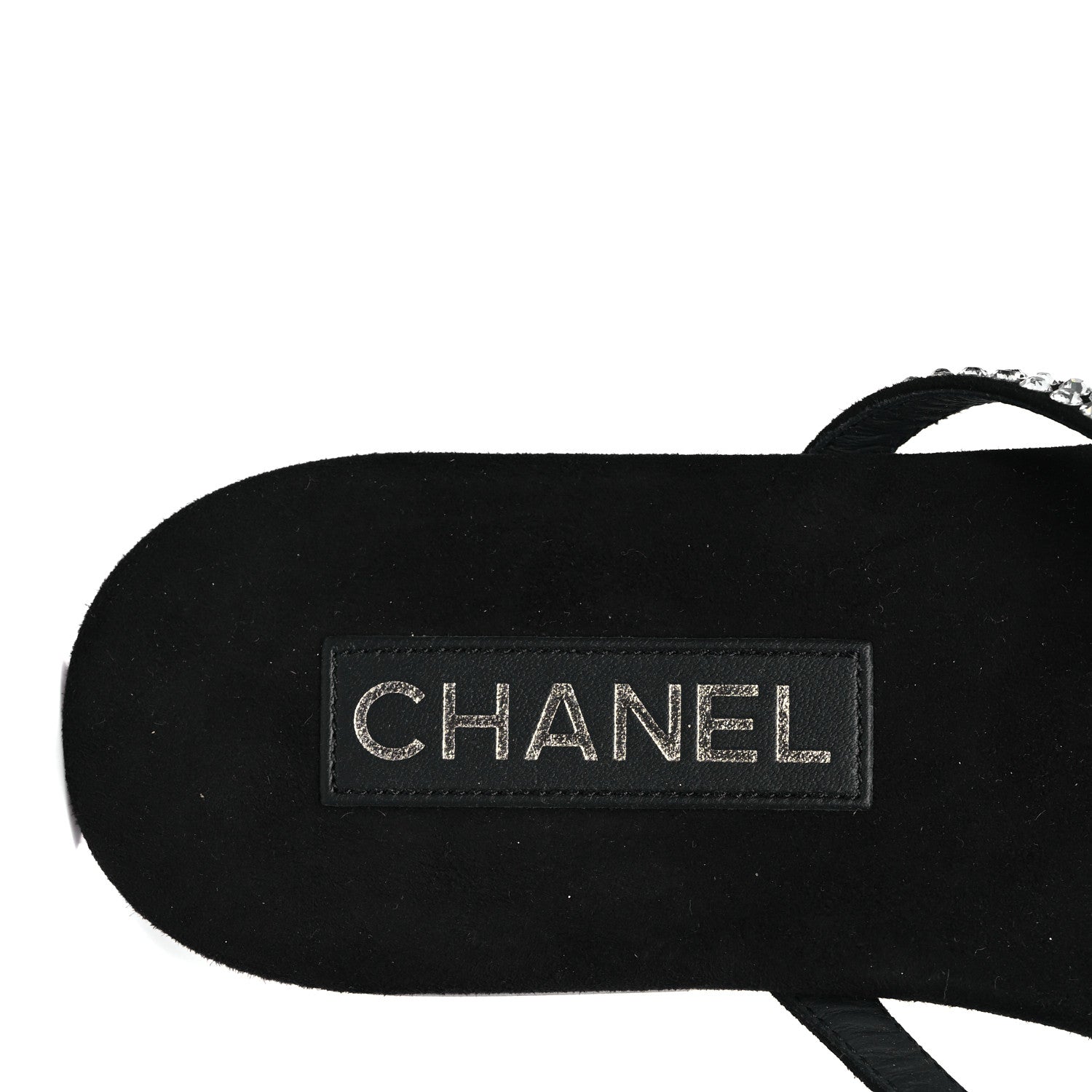 Chanel Suede Kidskin Strass CC Thong Sandals 40 Black 8 of 9