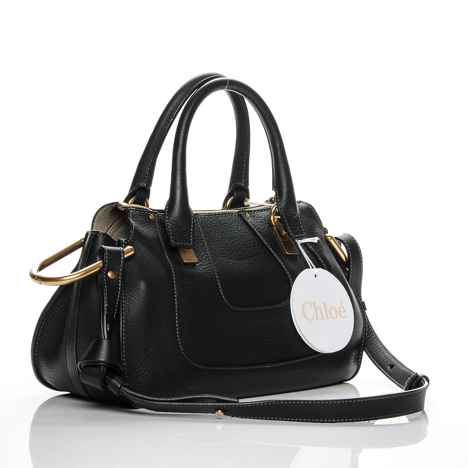 Chloe Grained Calfskin Hayley Double Carry Satchel Black 3 of 7