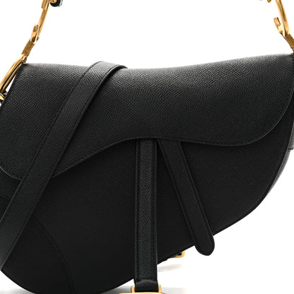 Christian Dior Grained Calfskin Saddle Bag With Strap Black 8 of 10
