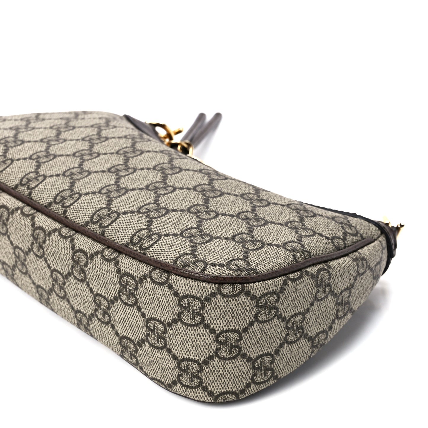 GG Supreme Monogram Textured Dollar Calfskin Web Small Ophidia GG Handbag Beige Ebony New Acero