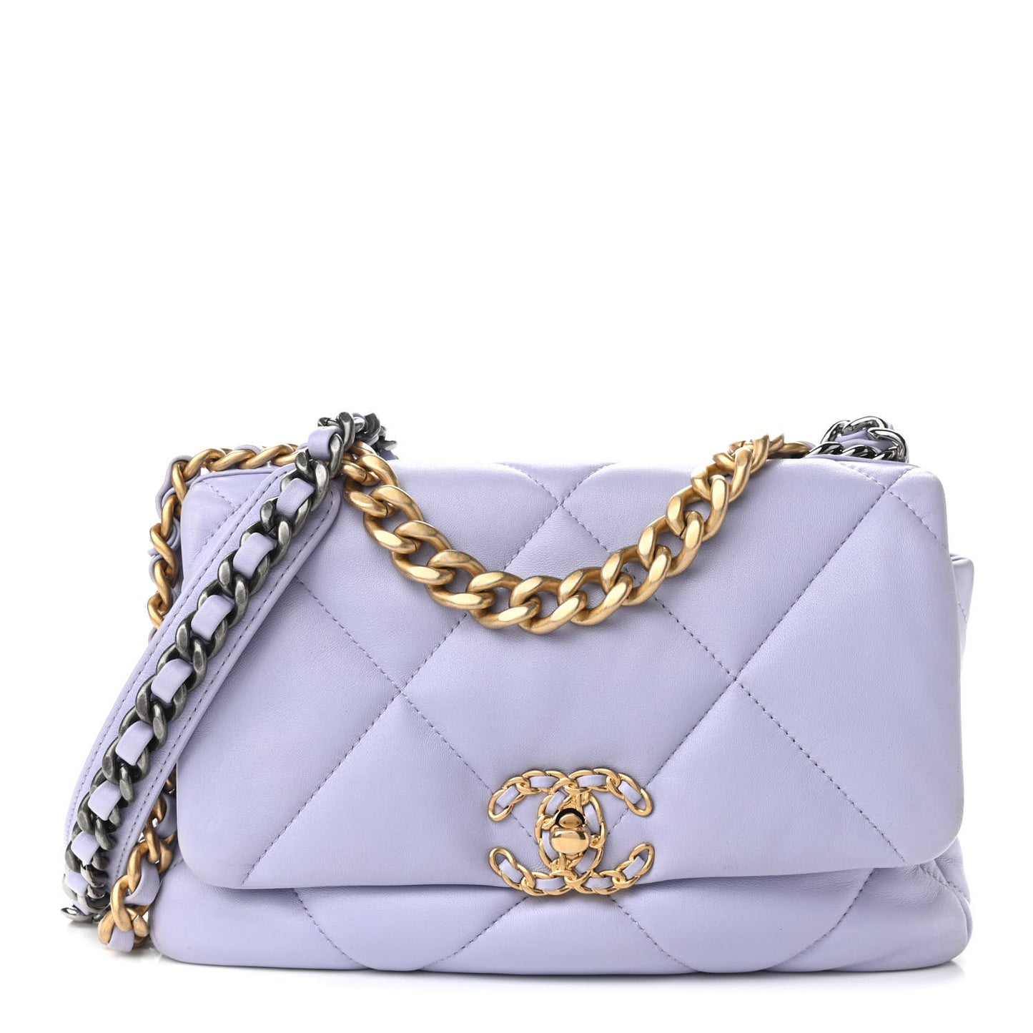 Lambskin Quilted Medium Chanel 19 Flap Light Purple