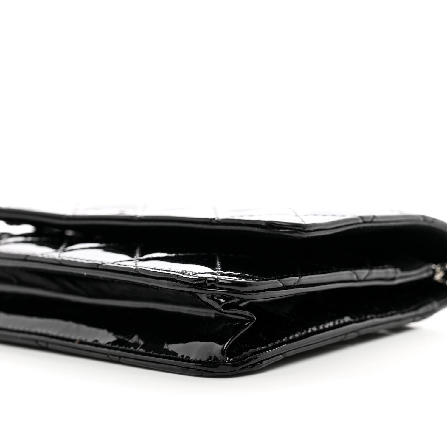 Chanel Patent Quilted Wallet On Chain WOC Black 11 of 12