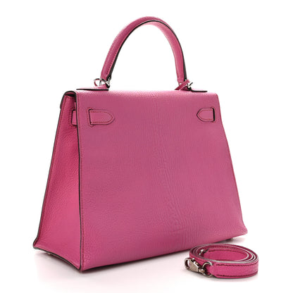 Hermes Chevre de Coromandel Kelly Sellier 28 Fuchsia 3 of 10