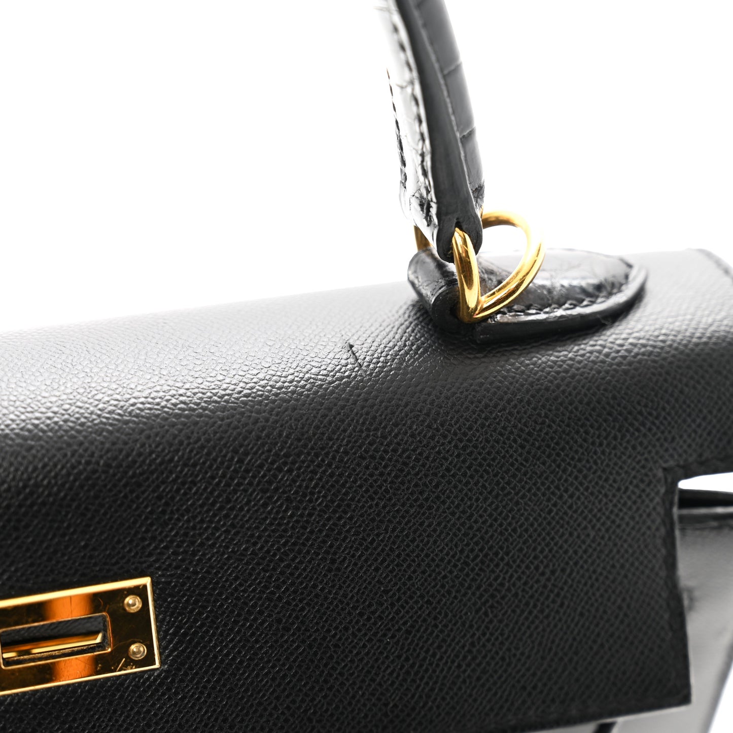Madame Calfskin Shiny Niloticus Crocodile Kelly Sellier Touch 25 Black