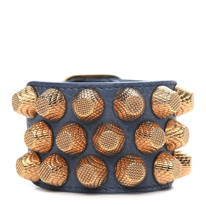 Balenciaga Agneau Arena Three Row Giant Gold Bracelet Bleu Persan 1 of 3