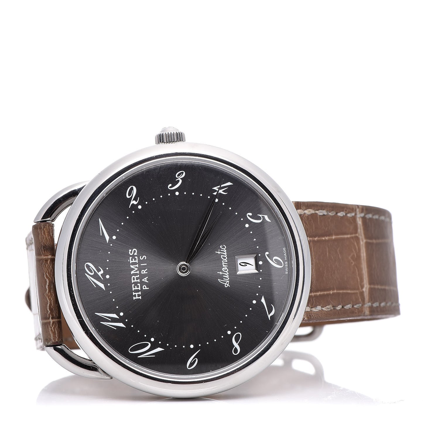 Stainless Steel Alligator 41mm Arceau Automatic Watch Gris Elephant