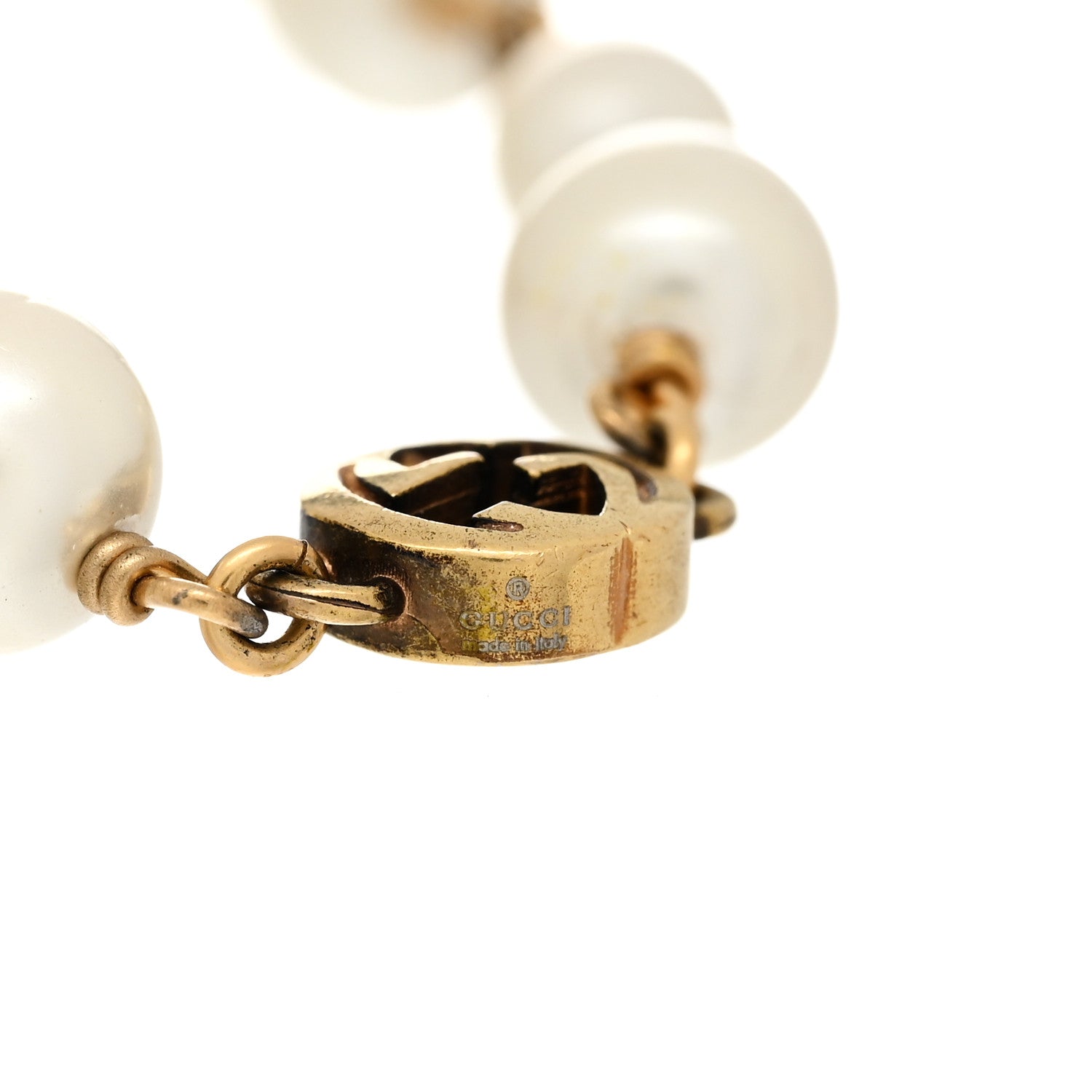 Gucci Interlocking G Flower Pearl Bracelet Gold 3 of 7
