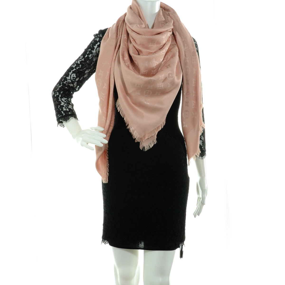 Louis Vuitton Silk Wool Monogram Shawl Nude 2 of 5