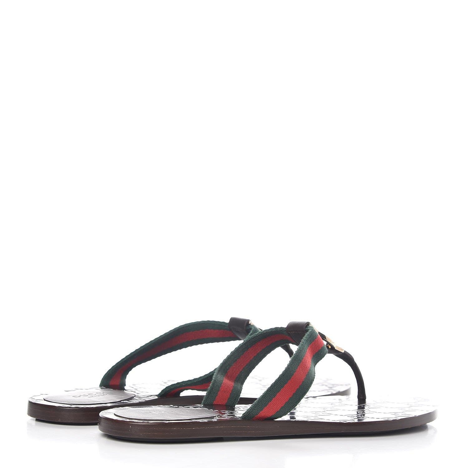 Gucci Nylon Guccissima Web Womens Thong Sandals 38.5 Green Red Cocoa 4 of 8
