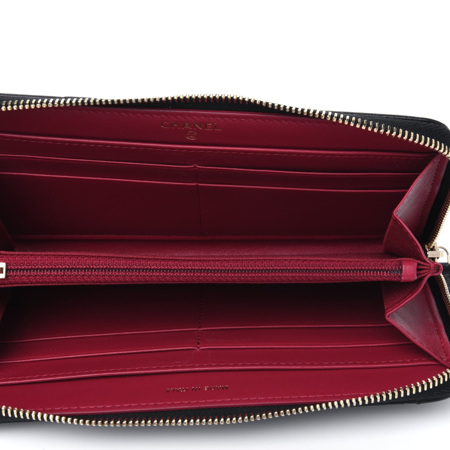 Lambskin Quilted 19 Long Zipped Around Wallet Black