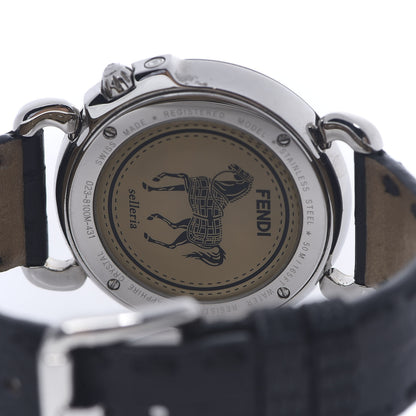 Fendi Stainless Steel Alligator 37mm 8100M Selleria Quartz Watch Black 4 of 5