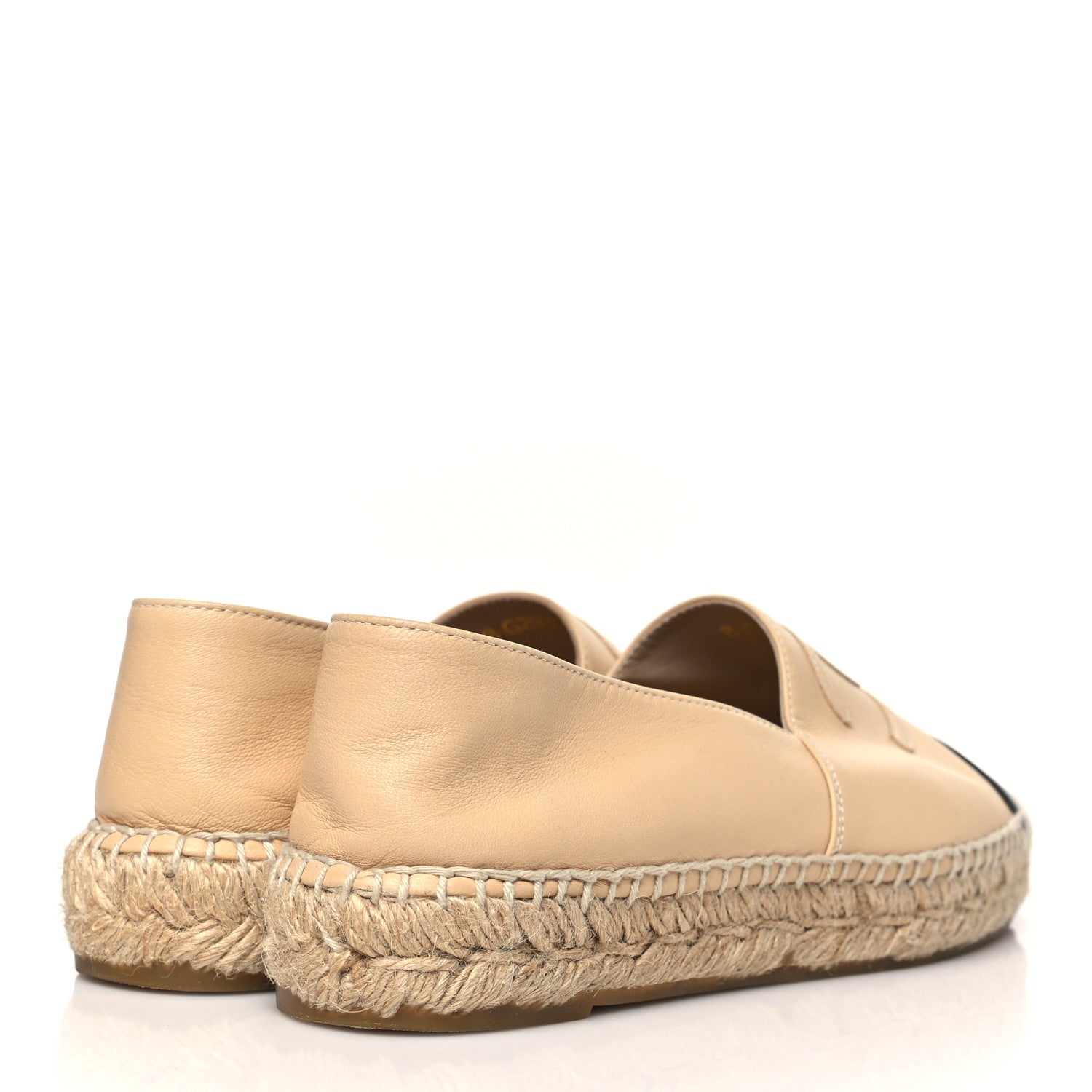 Chanel Lambskin CC Espadrilles 37 Beige Black 4 of 9