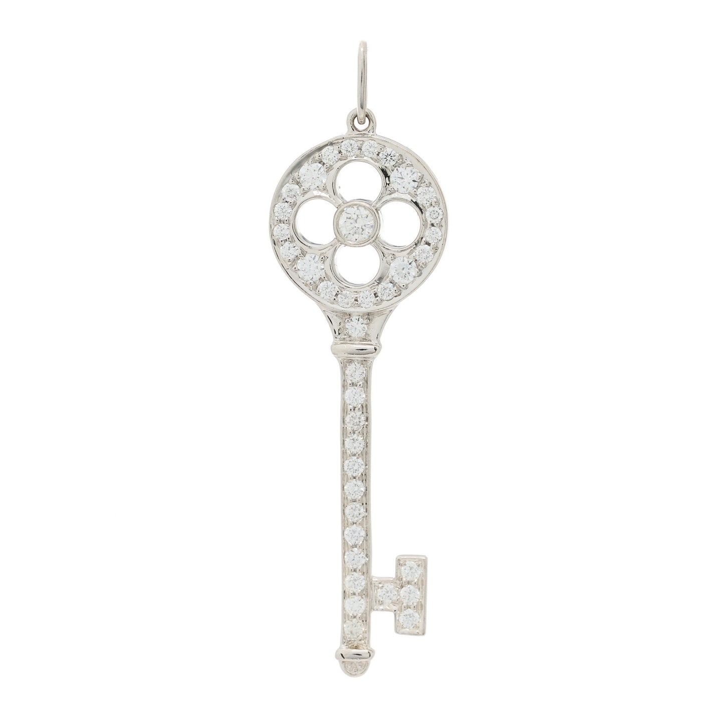 Platinum Diamond Quatrefoil Key Pendant
