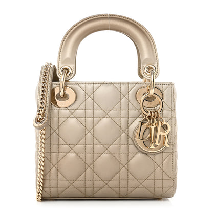 Christian Dior Metallic Lambskin Cannage Mini Lady Dior Gold 1 of 12