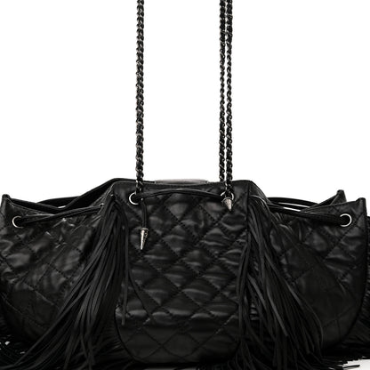 Chanel Lambskin Quilted Western Baluchon Fringe Bag Black 8 of 10
