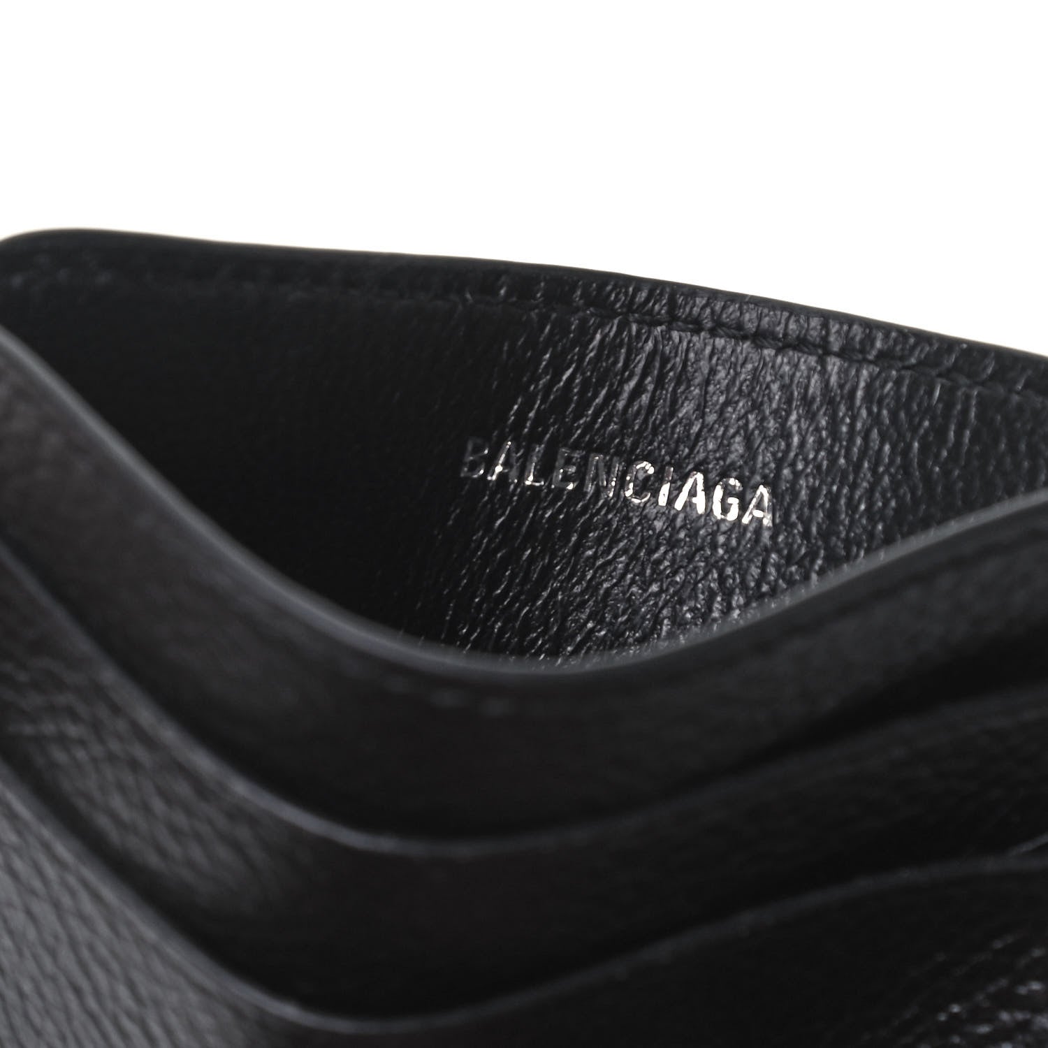 Balenciaga Grained Calfskin Logo Cash Rounded Card Holder Black White 5 of 6