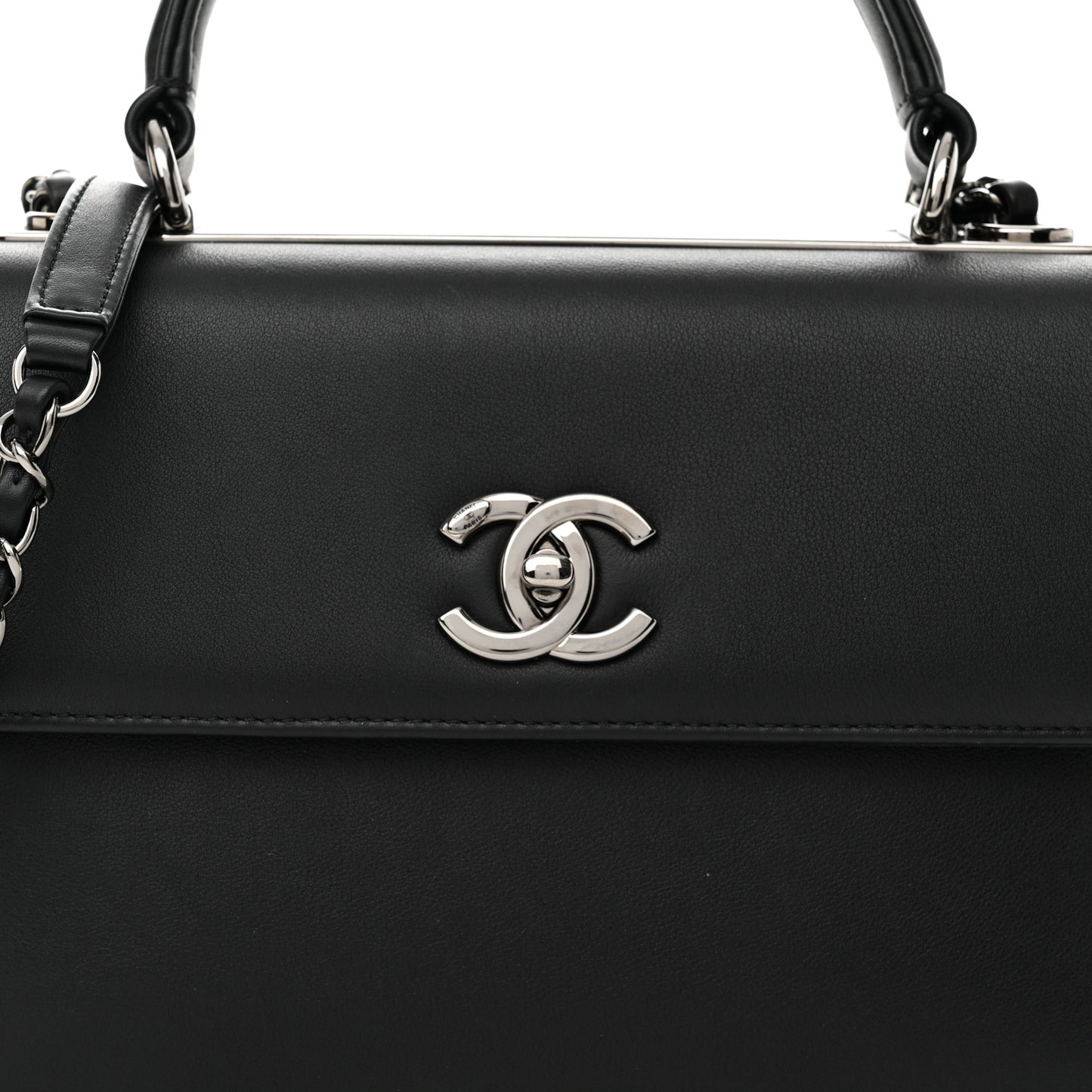 Calfskin Small Trendy CC Dual Handle Flap Bag Black