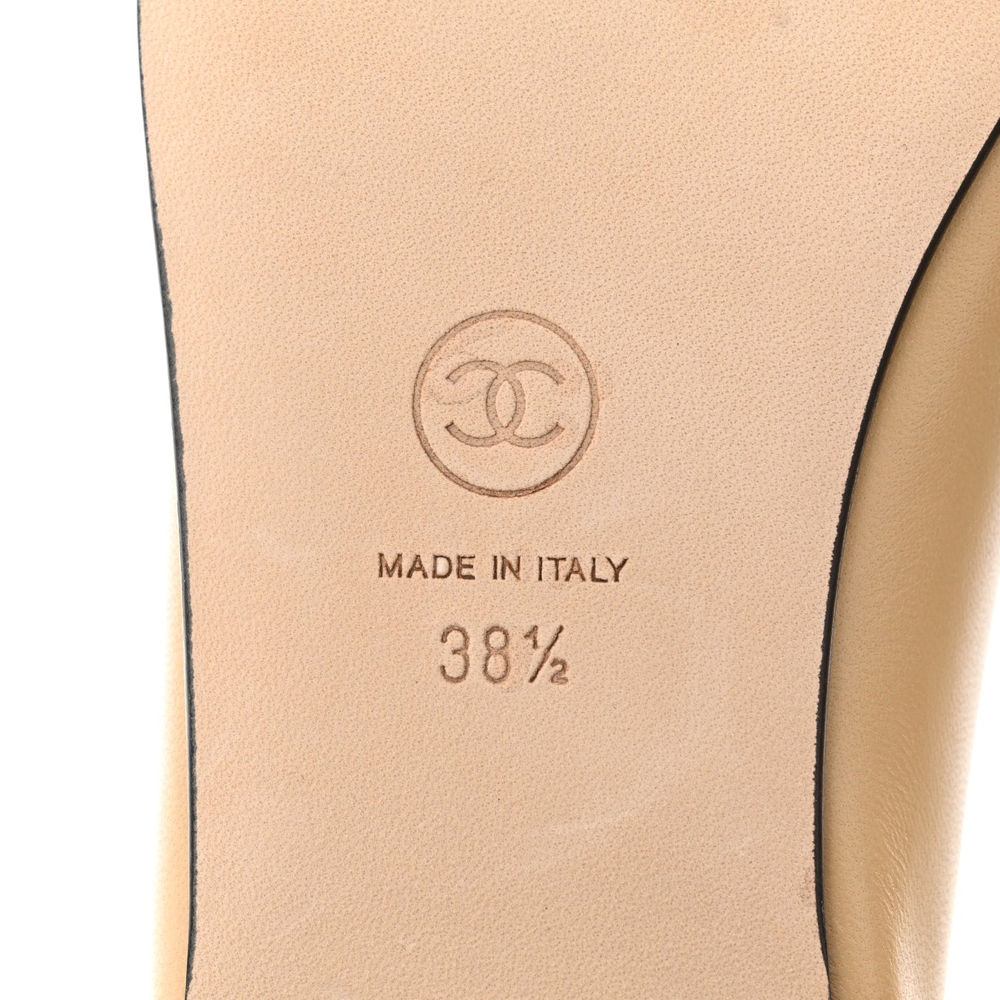 Lambskin Cap Toe Ballerina Flats 38.5 Beige Black