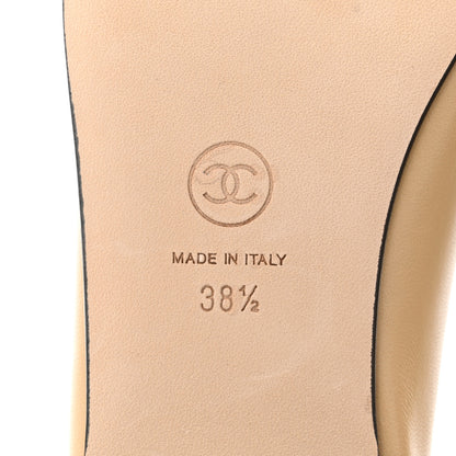 Chanel Lambskin Cap Toe Ballerina Flats 38.5 Beige Black 6 of 9