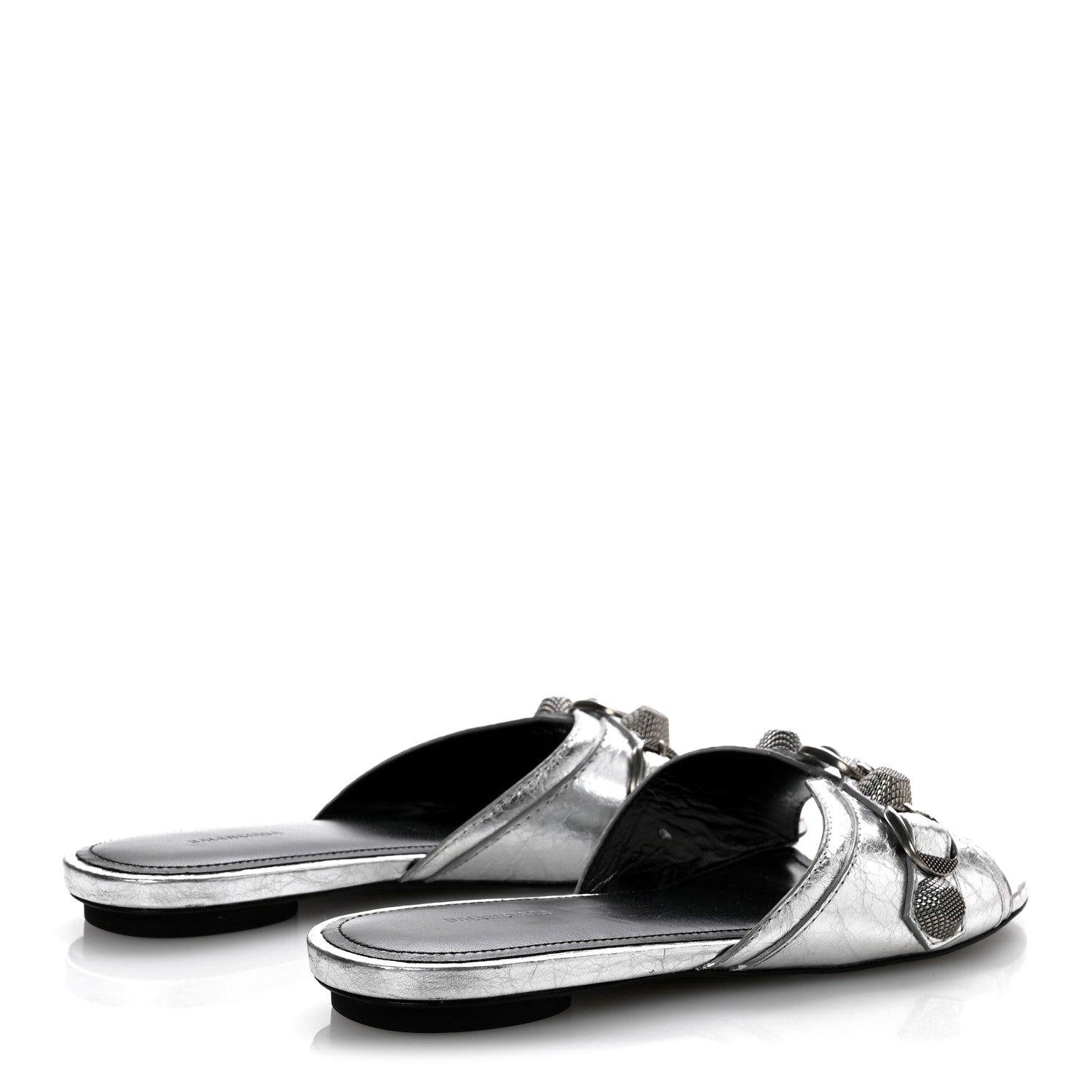 Balenciaga Metallic Arena Cagole Flat Slide Sandals 35.5 Silver 5 of 10