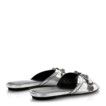 Balenciaga Metallic Arena Cagole Flat Slide Sandals 35.5 Silver 5 of 10