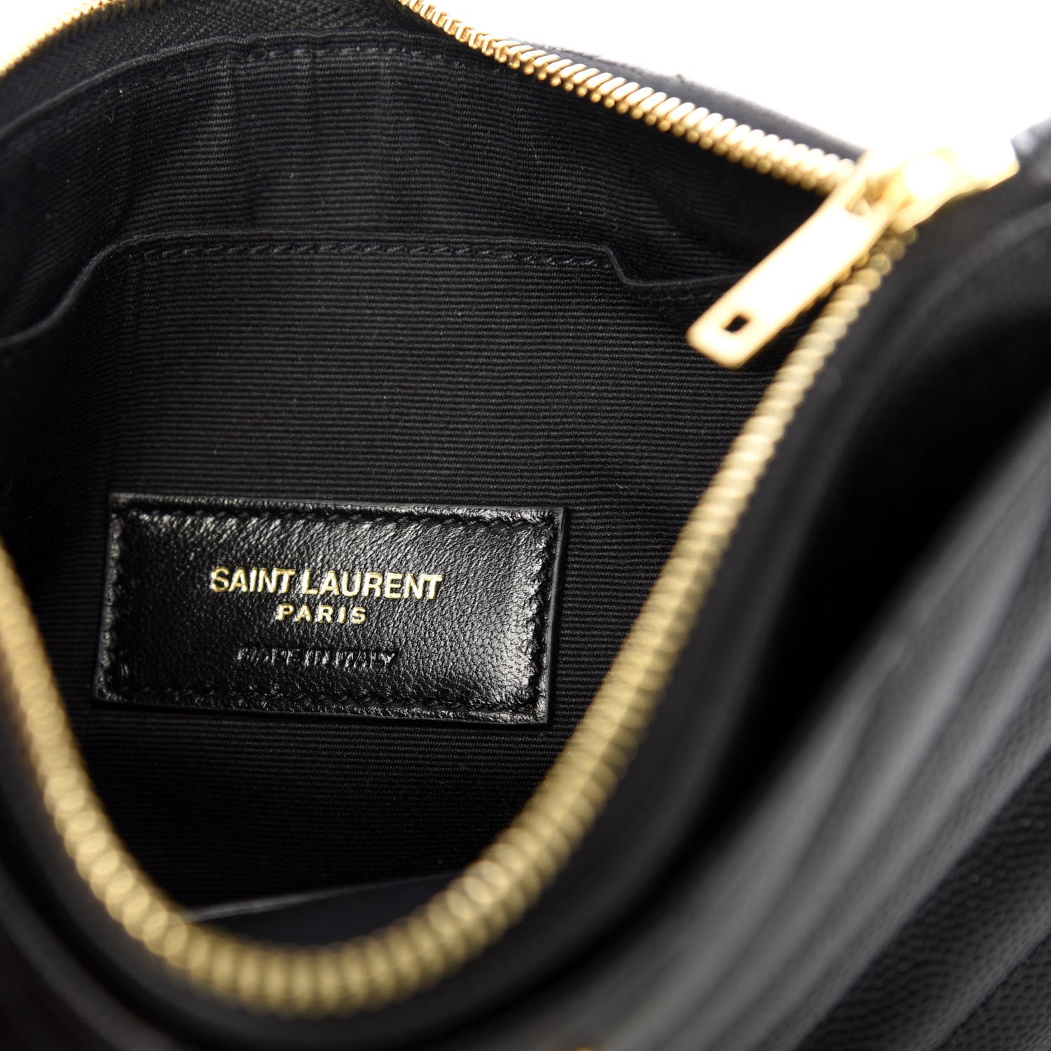 Saint Laurent Grain De Poudre Chevron Monogram Bill Pouch Black 6 of 7