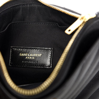 Saint Laurent Grain De Poudre Chevron Monogram Bill Pouch Black 6 of 7