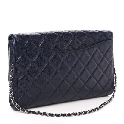 Chanel Caviar Quilted Clutch With Chain Flap Blue 3 of 11