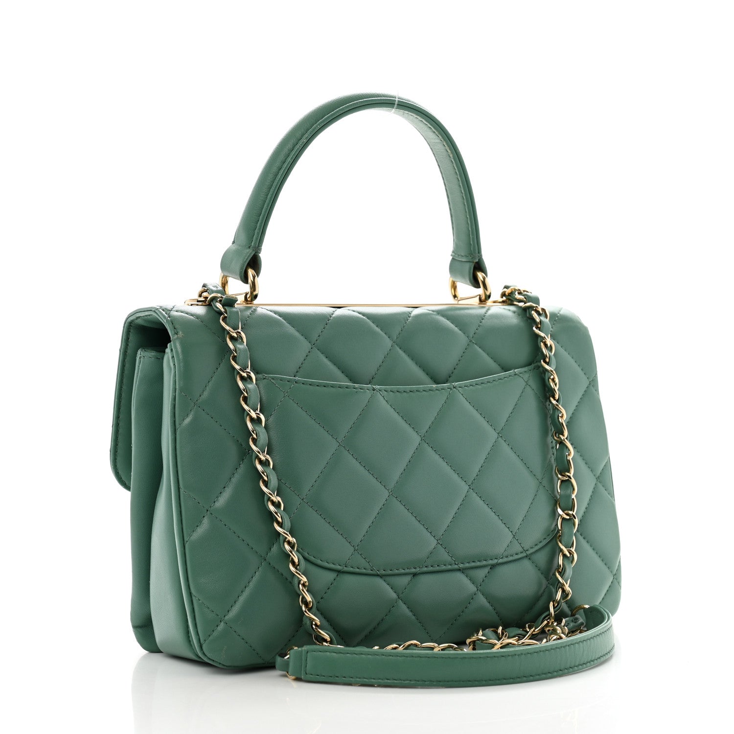 Chanel Lambskin Quilted Small Trendy CC Flap Dual Handle Bag Green 3 of 16
