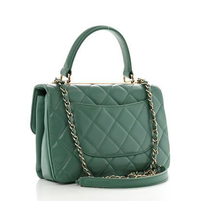 Chanel Lambskin Quilted Small Trendy CC Flap Dual Handle Bag Green 3 of 16