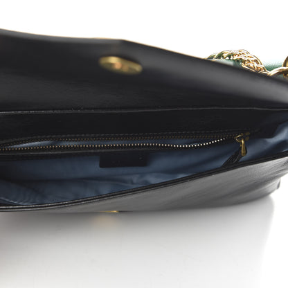 Gucci Calfskin Diagonal GG Medium Thiara Double Envelope Shoulder Bag Emerald Green Black 5 of 10