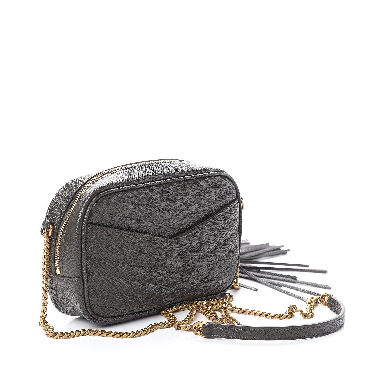 Saint Laurent Grain De Poudre Matelasse Monogram Mini Lou Camera Bag Dark Smog 2 of 7