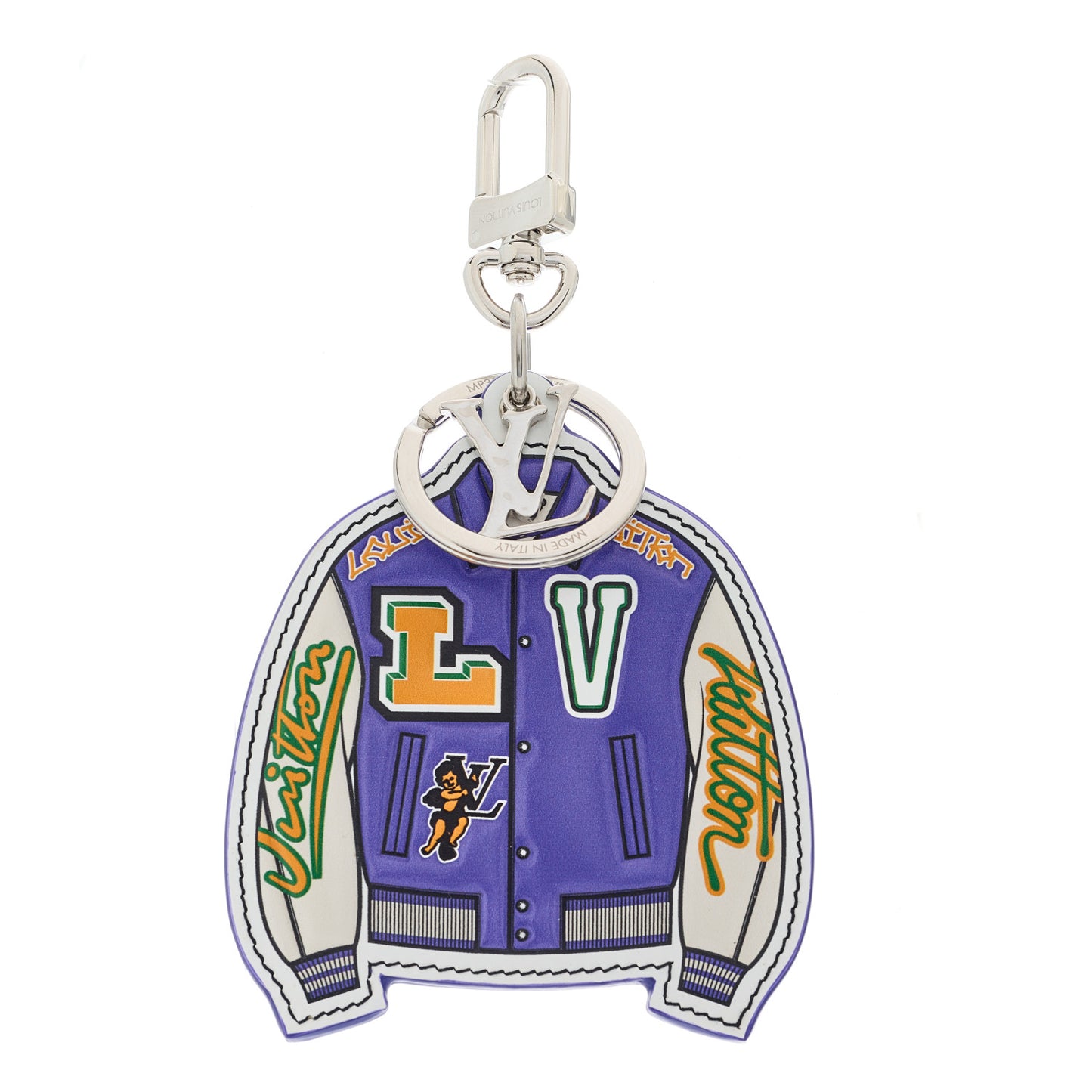 Calfskin LV Varsity Jacket Illustre Bag Charm Key Holder Multicolor